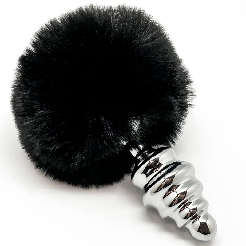 Alive Plug De Prazer Anal Espiral Metal Fluffy Preto Tamanho M Vigoroso