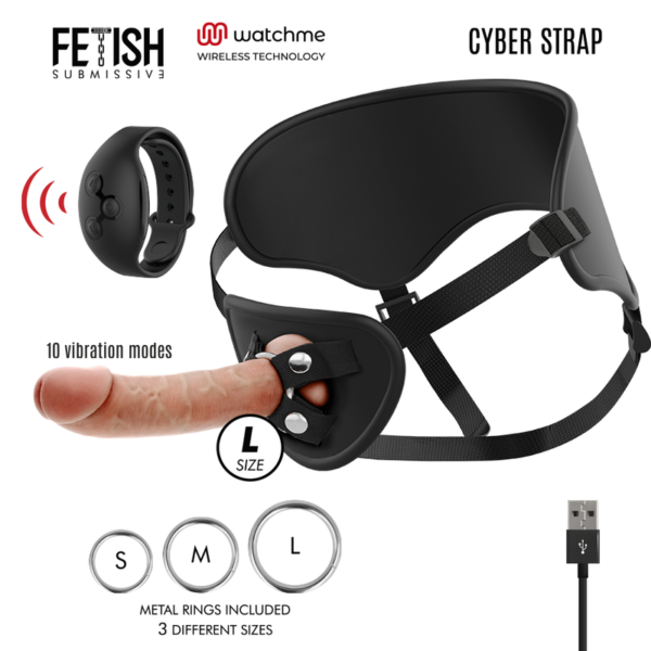 vVigoroso FETISH SUBMISSIVE CYBER STRAP - ARNÊS COM TECNOLOGIA DILDO WATCHME L DE CONTROLE REMOTO