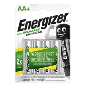 vVigoroso ENERGIZADOR UNIVERSAL RECARREGÁVEL BATERIA HR6 AA 1300mAh 4 UNIDADE