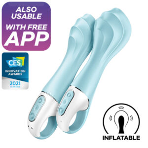 vVigoroso SATISFYER AIR PUMP VIBRATOR 5+ INFLATABLE G-SPOT VIBRATOR APP - BLUE