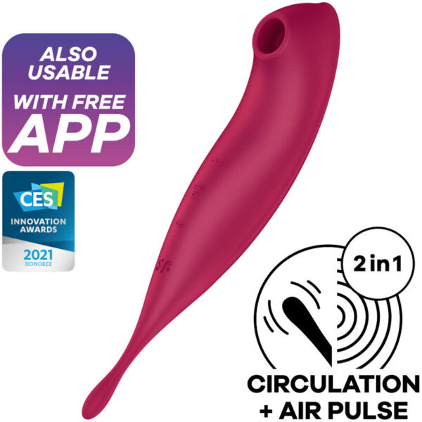 Vigoroso SATISFYER - TWIRLING PRO+ ESTIMULADOR DE PULSO DE AR E APLICATIVO VIBRADOR VERMELHO