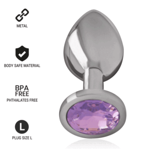 vVigoroso INTENSE - PLUG ANAL DE METAL DE ALUMÍNIO COM CRISTAL VIOLETA TAMANHO L