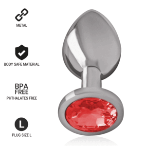 vVigoroso INTENSE - PLUG ANAL DE METAL DE ALUMÍNIO COM CRISTAL VERMELHO TAMANHO L