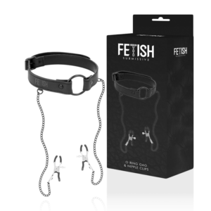 vVigoroso FETISH SUBMISSIVE - ANEL DE GAG COM GRAMPOS DE BICO