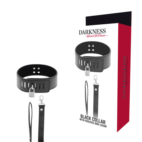 vVigoroso DARKNESS - COLAR BDSM COM FECHADURA PRETA