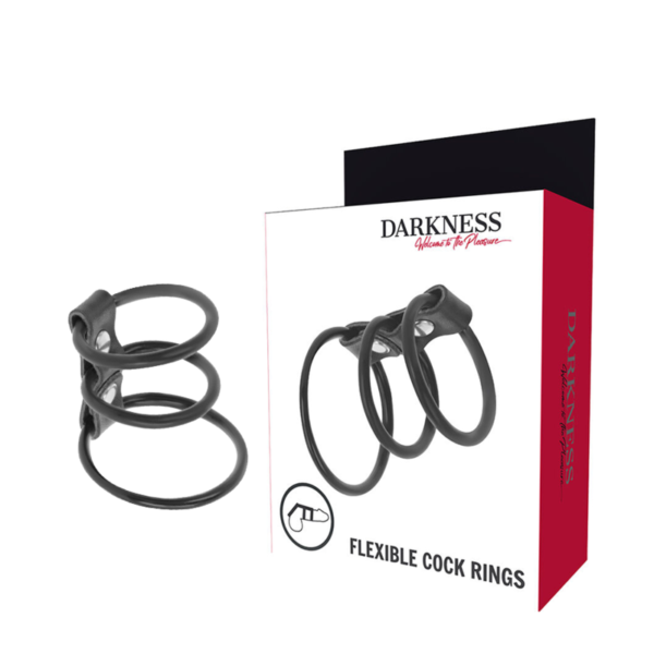 vVigoroso DARKNESS - CONJUNTO DE 3 ANÉIS PARA O PÉNIS FLEXÍVEIS