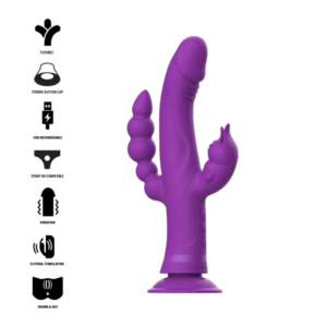 vVigoroso INTENSE - CASANOVA VIBRATOR RABBIT SILICONE TRIPLE ENGINE PURPLE