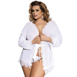 vVigoroso SUBBLIME - QUEEN PLUS WHITE BABYDOLL COM FRINGE