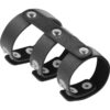 DARKNESS ADJUSTABLE LEATHER DOUBLE  PENIS AND TESTICLES RING - Image 2