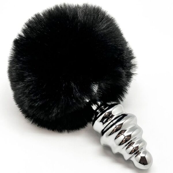 vVigoroso ALIVE - PLUG DE PRAZER ANAL ESPIRAL METAL FLUFFY PRETO TAMANHO M
