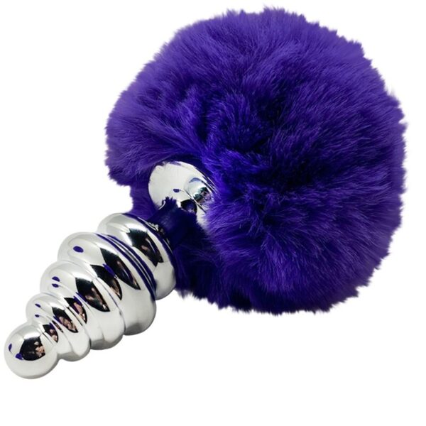 vVigoroso ALIVE - PLUG DE PRAZER ANAL ESPIRAL METAL FLUFFY DARK VIOLET TAMANHO S