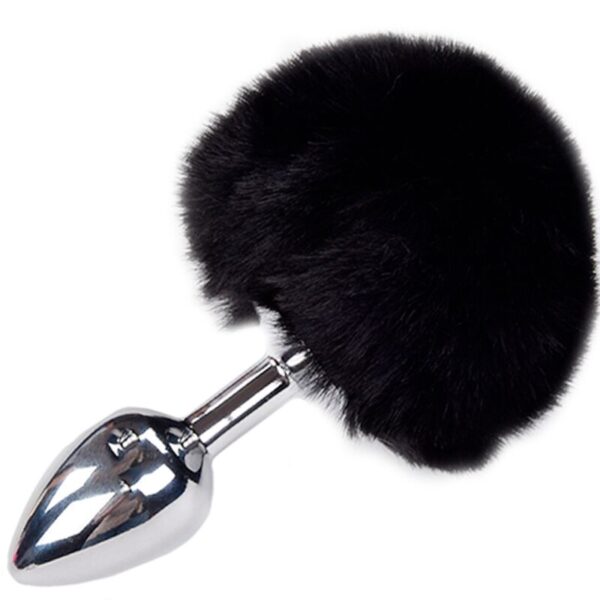 vVigoroso ALIVE - PLUG DE PRAZER ANAL METAL LISO FLUFFY PRETO TAMANHO L