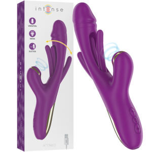 Vigoroso INTENSE - ATENEO VIBRADOR MULTIFUNÇÃO RECARREGÁVEL 7 VIBRAÇÕES COM LÍNGUA OSCILANTE E SUCÇÃO ROXA