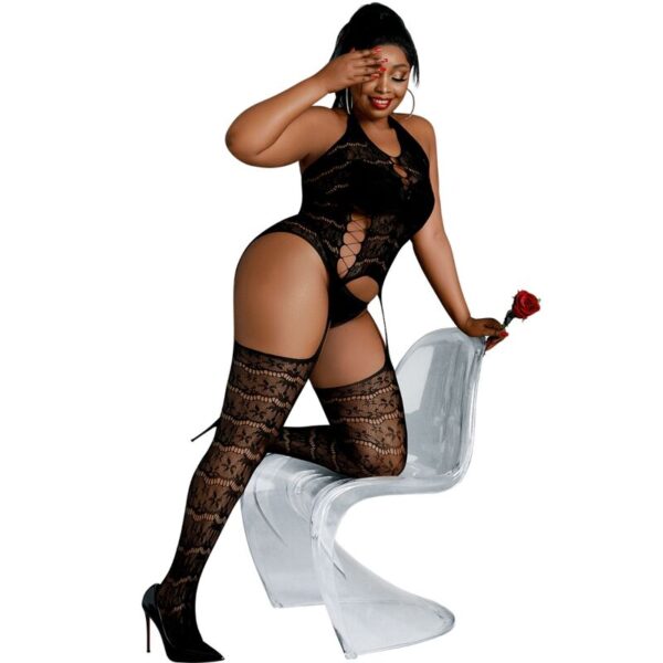 vVigoroso MOONLIGHT - MODELO 2 BODYSTOCK PRETO PLUS SIZE