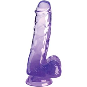 Vigoroso KING COCK - CLEAR PÊNIS REALÍSTICO COM BOLAS 13.5 CM ROXO