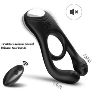 Vigoroso ARMONY - ANEL VIBRADOR DUPLO VEYRON PARA CASAIS COM CONTROLE REMOTO PRETO