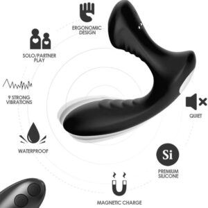 Vigoroso ARMONY - STORM VIBRADOR ANAL PRÓSTATA E PLUG CONTROLE REMOTO PRETO