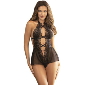 vVigoroso SUBBLIME - TEDDY HALTER NECK BARE BACK LACE PRETO S/M