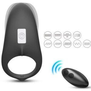 Vigoroso ARMONY - ANEL VIBRADOR SHARK PARA CASAIS CONTROLE REMOTO PRETO