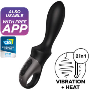 Vigoroso SATISFYER - APLICATIVO VIBRADOR ANAL HEAT CLIMAX PRETO