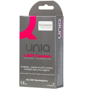 Vigoroso - UNIQ - LADY CONDOM PRESERVATIVOS FEMININOS SEM LÁTEX COM CINTA LIGA 3 UNIDADES