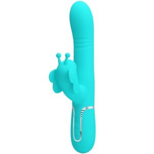 Vigoroso PRETTY LOVE - VIBRADOR COELHO MULTIFUNÇÕES 4 EM 1 BUTTERFLY AQUA VERDE