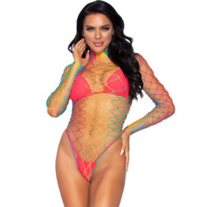 vVigoroso LEG AVENUE - BODY MULTICOLOR DE REDE MANGA COMPRIDA