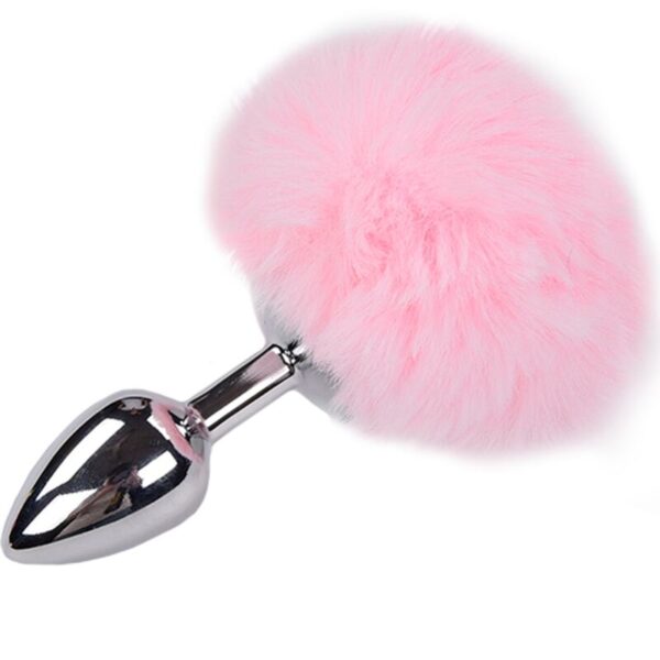 vVigoroso ALIVE - PLUG PRAZER ANAL METAL LISO FLUFFY ROSA TAMANHO M