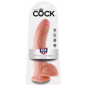 Vigoroso KING COCK - 9 CARNE DE DILDO COM BOLAS 22.9 CM