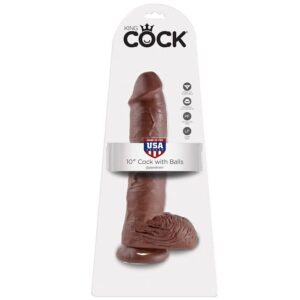 Vigoroso KING COCK - 10 DILDO CASTANHO COM BOLAS 25.4 CM