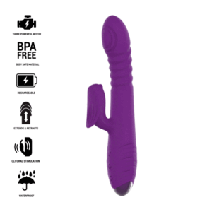 Vigoroso INTENSE - VIBRADOR RECARREGVEL MULTIFUNO IGGY PARA CIMA E PARA BAIXO COM ESTIMULADOR CLITÓRICO ROXO