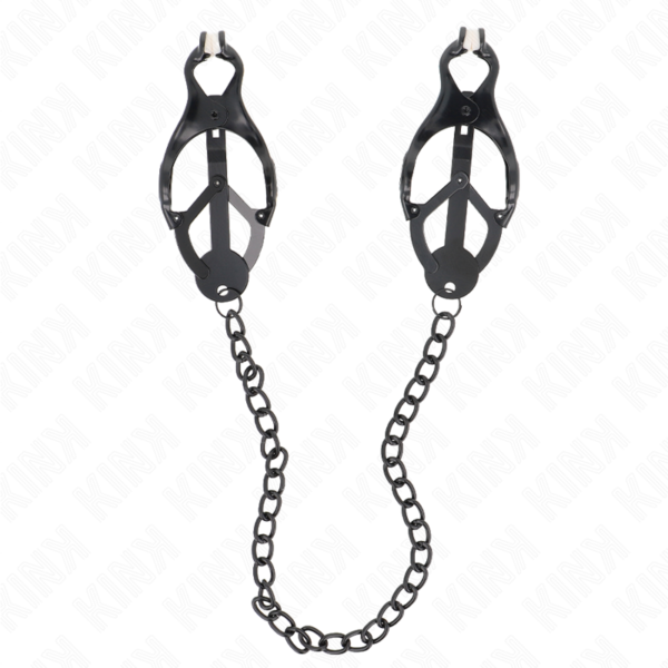 vVigoroso KINK - PINÇAS DE TREVO JAPONÊS COM CORRENTE PRETA 30 CM