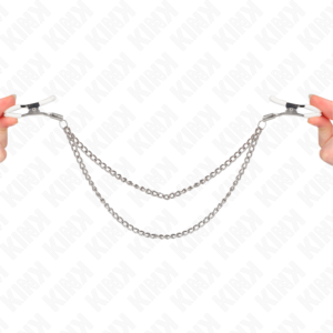 vVigoroso KINK - PINÇAS PARA BICOS COM 2 CORRENTES FINAS PRATA 20/23 CM
