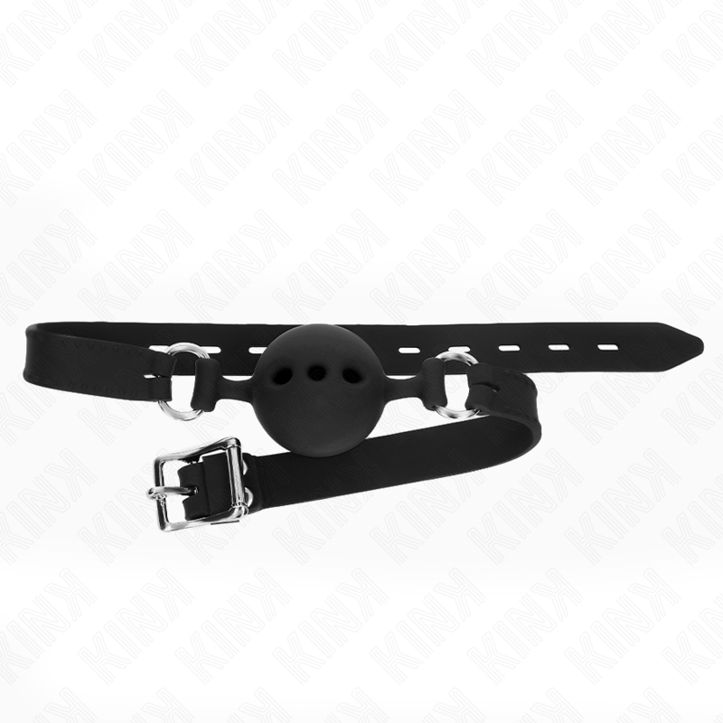 KINK - MORDAÇA COMPLETA DE SILICONE 55 x 2 CM COM BOLA DE 5 CM TAMANHO L PRETO AJUSTÁVEL 35-51 CM - Image 2