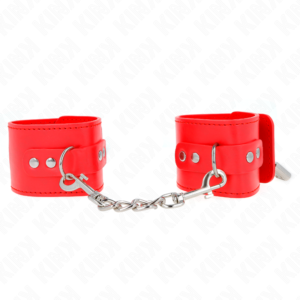 vVigoroso KINK - PUNHOS COM FECHO DE CADEADO VERMELHO AJUSTÁVEL 16-23 CM X 5