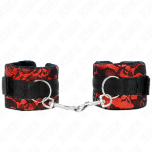 vVigoroso KINK - PUNHOS DE RENDA DE VELUDO CURTO E BIND DE NYLON VERMELHO / PRETO 23 X 6