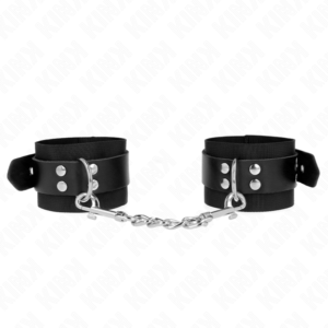 vVigoroso KINK - PUNHOS DE NYLON PRETO COM CINTO DE COURO PRETO AJUSTÁVEL 19-29 CM X 5