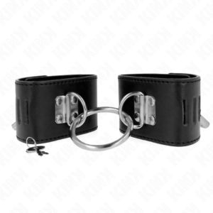 vVigoroso KINK - PULSO FIXO COM ANEL E FECHAMENTO DE CADEADO PRETO AJUSTÁVEL 16-23 CM X 5