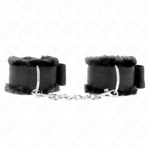 vVigoroso KINK - PULSO FORRO PELUDO PRETO AJUSTÁVEL 17-31 CM X 7 CM