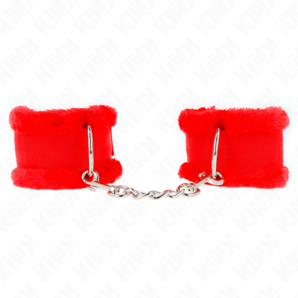 vVigoroso KINK - PULSO FORRO PELUDO VERMELHO AJUSTÁVEL 17-31 CM X 7 CM