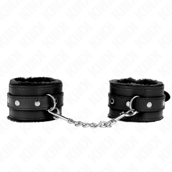 vVigoroso KINK - PULSO PREMIUM FORRO DE PELE PRETO COM CINTO PRETO AJUSTÁVEL 17-29 CM X 6 CM