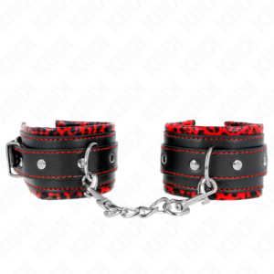 vVigoroso KINK - PULSO FORRO DE PELE VERMELHO / PRETO AJUSTÁVEL 17-29 CM X 6 CM