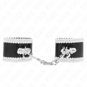 vVigoroso KINK - PULSO PRETO COM RENDA DECORADA BRANCA AJSUÁVEL 20-23 CM X 5