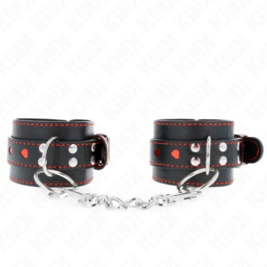 vVigoroso KINK - PULSO PRETO COM INSERÇÃO DE CORAÇÃO VERMELHO AJUSTÁVEL 21-28 CM X 5