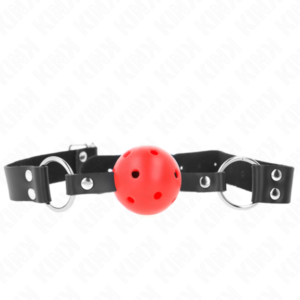 vVigoroso KINK - BOLA RESPIRÁVEL 4 CM MORDAÇA COM REBITE DUPLO VERMELHO 62