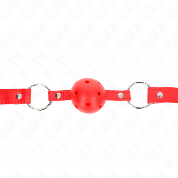 vVigoroso KINK - BOLA RESPIRÁVEL 4 CM MORDAÇA COM REBITE DUPLO MODELO 1 VERMELHO 62