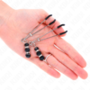 KINK - PINÇAS FINAS DOURADAS COM 3 CONTAS DE VIDRO PRETAS 7 CM - Image 3