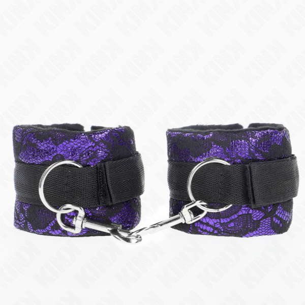 vVigoroso KINK - PUNHOS DE RENDA DE VELUDO CURTO E BIND DE NYLON ROXO / PRETO 23 X 6