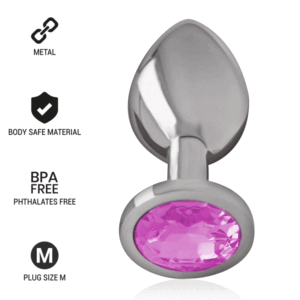 vVigoroso INTENSE - PLUG ANAL DE METAL DE ALUMÍNIO COM CRISTAL ROSA TAMANHO M