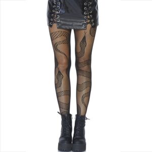 vVigoroso LEG AVENUE - MEIAS NET SNAKES PRETAS